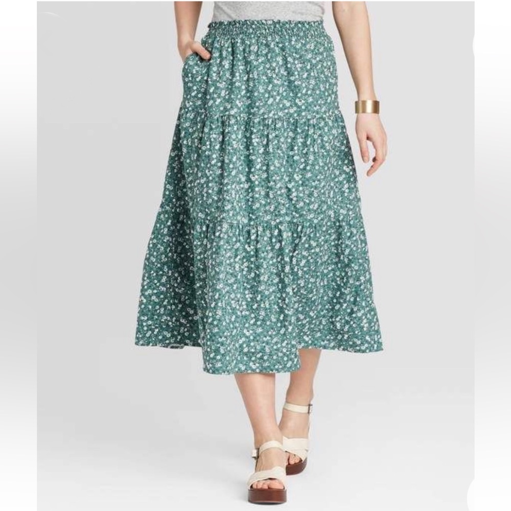 Universal Thread Floral Green Maxi Skirt S